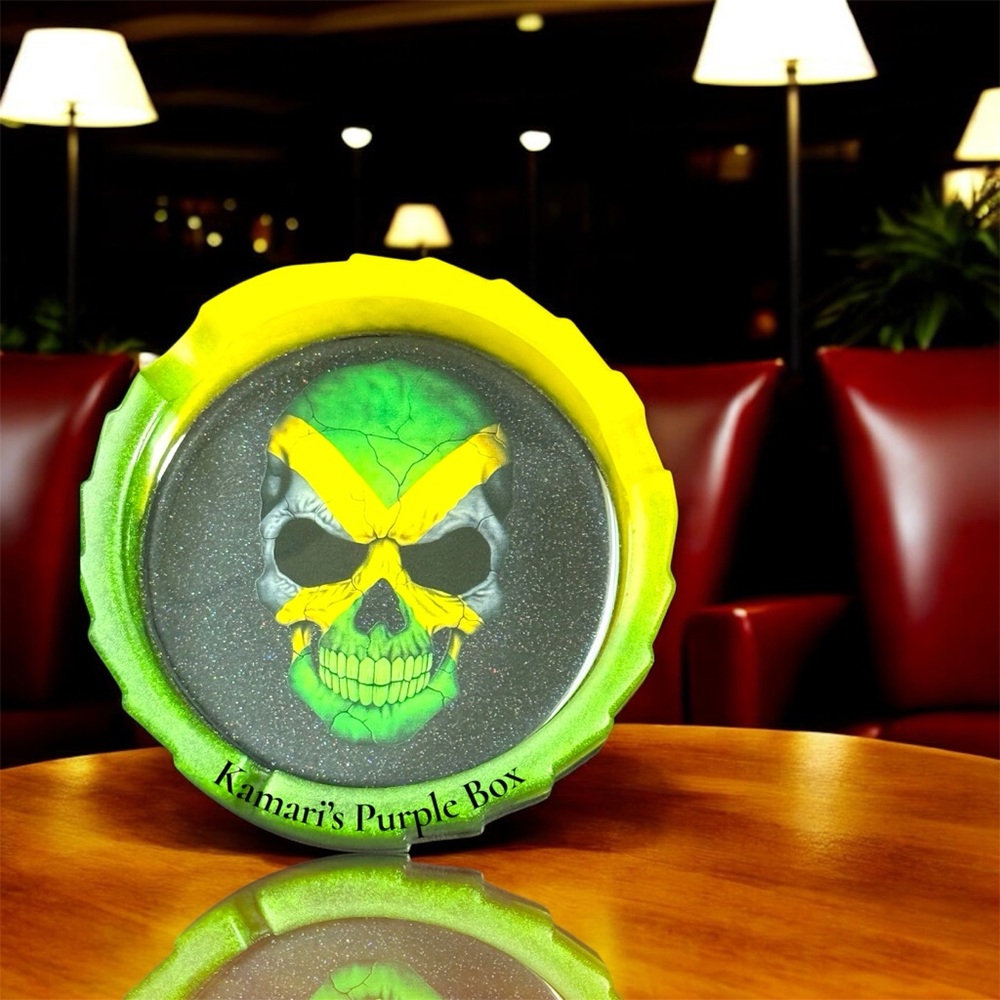 Green and Yellow Skull Design Tray